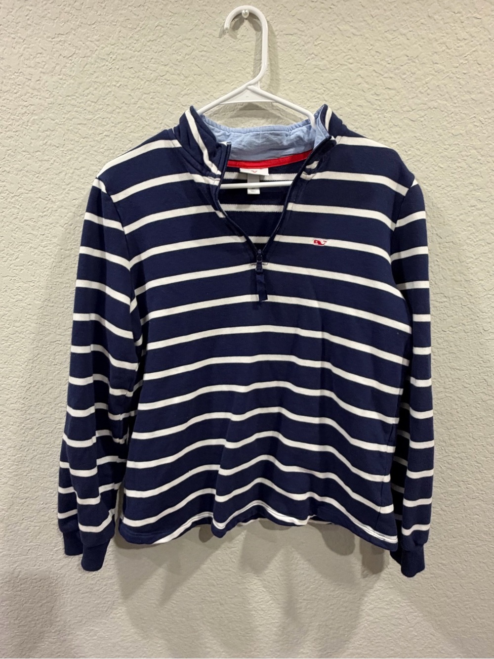 Vineyard Vines Navy & White Striped Quarter-Zip Pullover